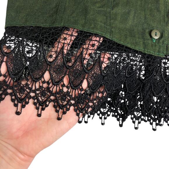 Unbranded Vest Womens Small Green Lace Crochet Hem Cotton Boho Festival Western‎ - Picture 5 of 8